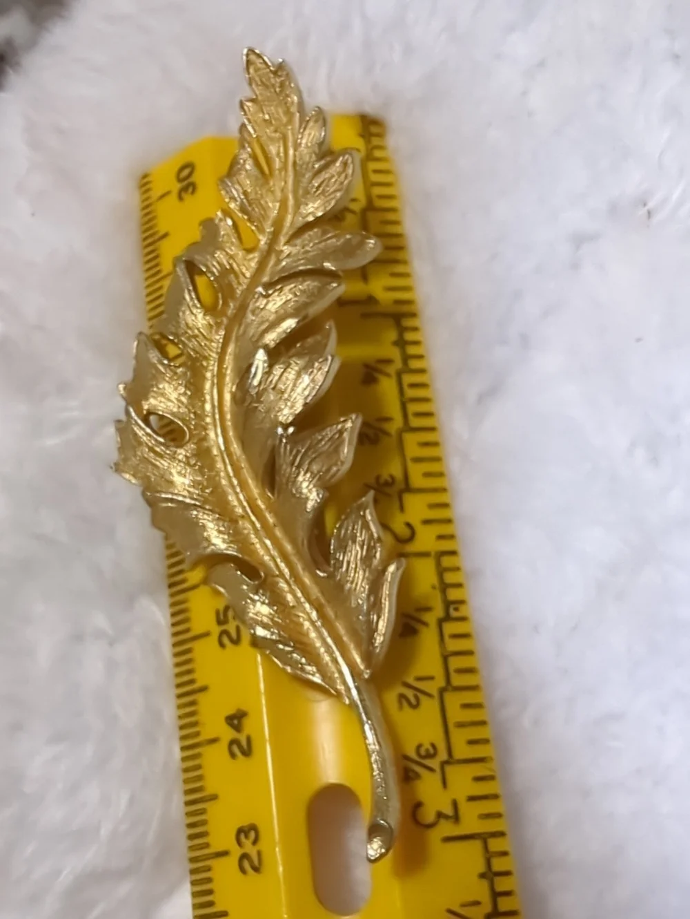 Vintage Signed Coro 1961 Brushed Gold Tone Textured Leaf Brooch